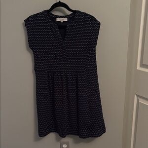 Navy Dress with White Pattern